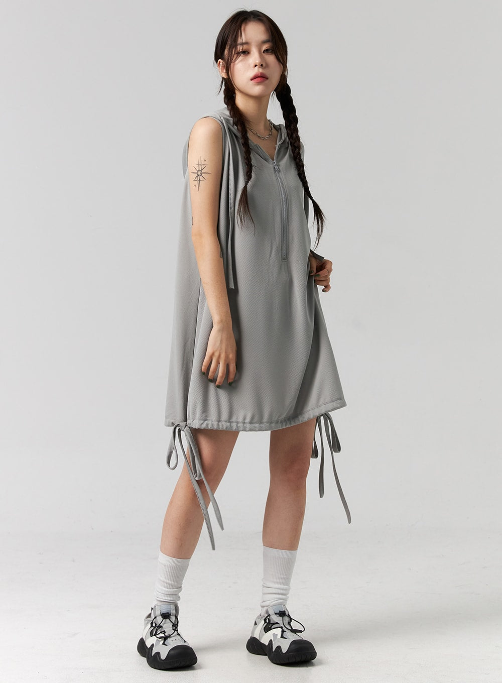 Sleeveless Hooded Mini Dress CG316