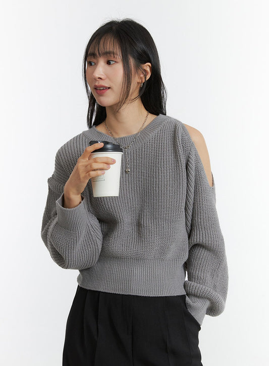 Unbalanced Opening Shoulder Knit Sweater OD308