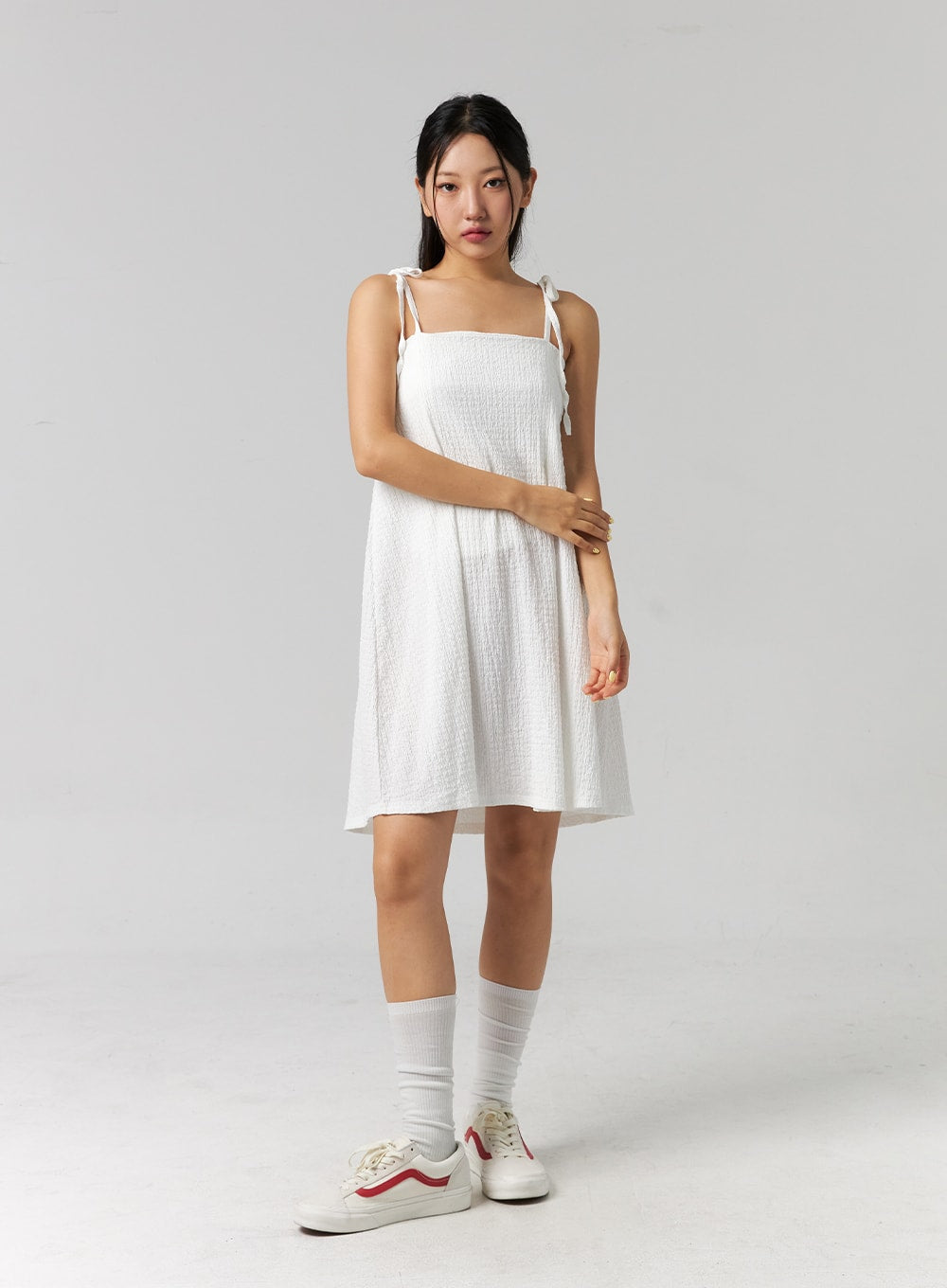 Square Neck Wrinkle Mini Dress CG310