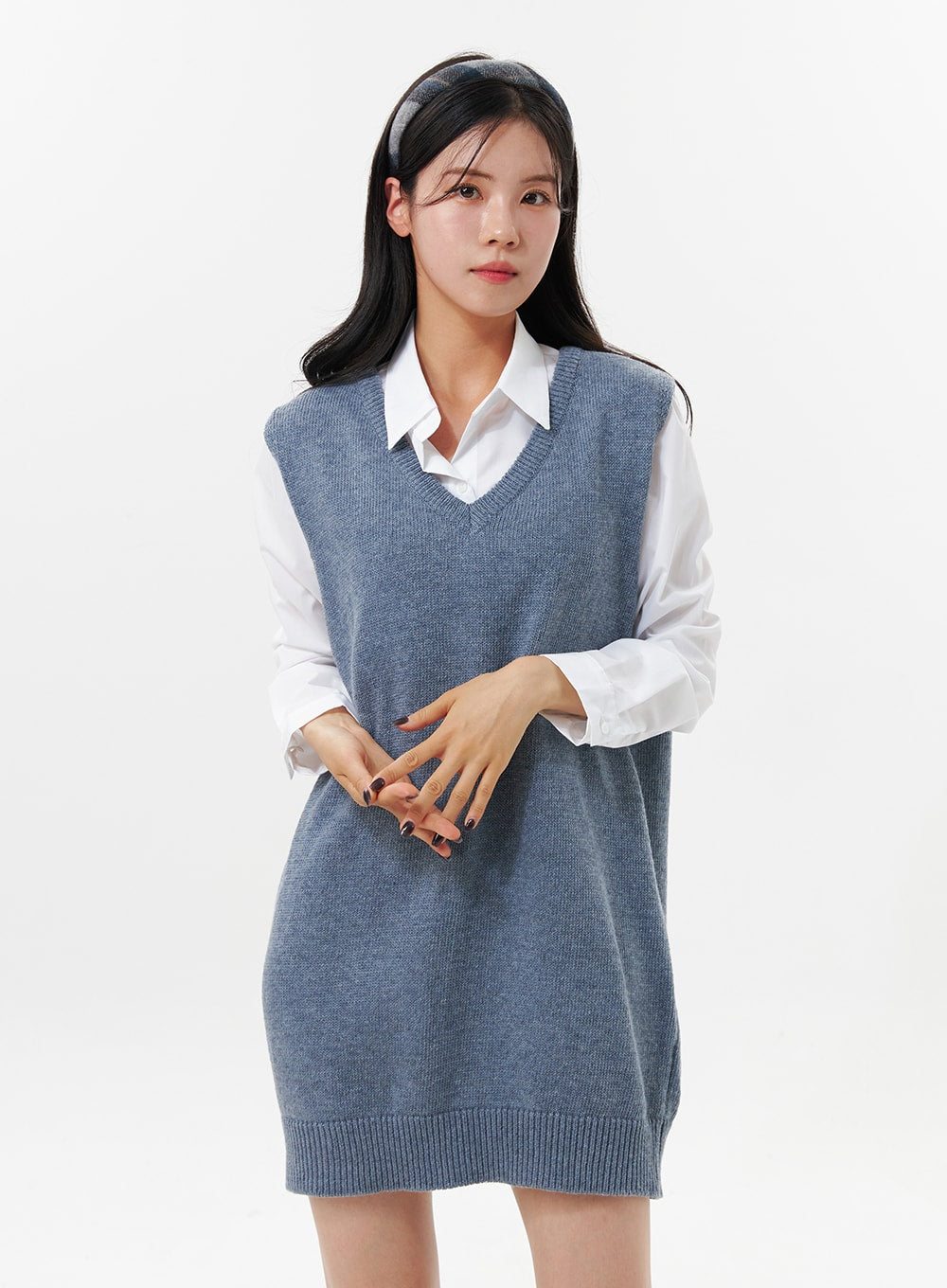 V-Neck Sleeveless Sweater Dress OO312