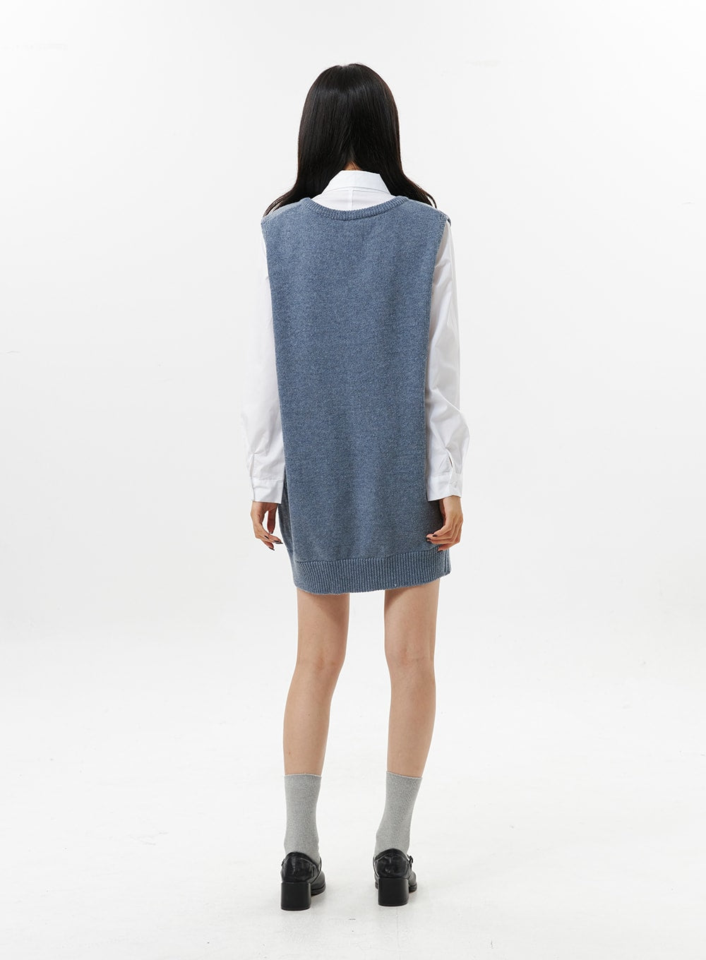 V-Neck Sleeveless Sweater Dress OO312