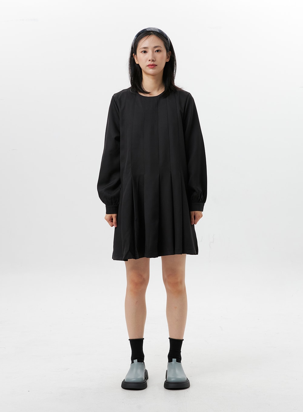 Pleated Mini Shirt Dress OG318