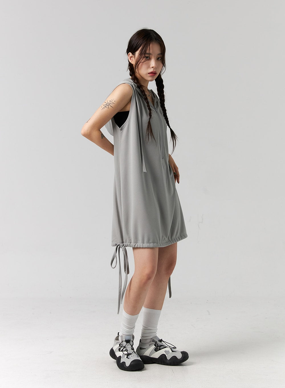 Sleeveless Hooded Mini Dress CG316