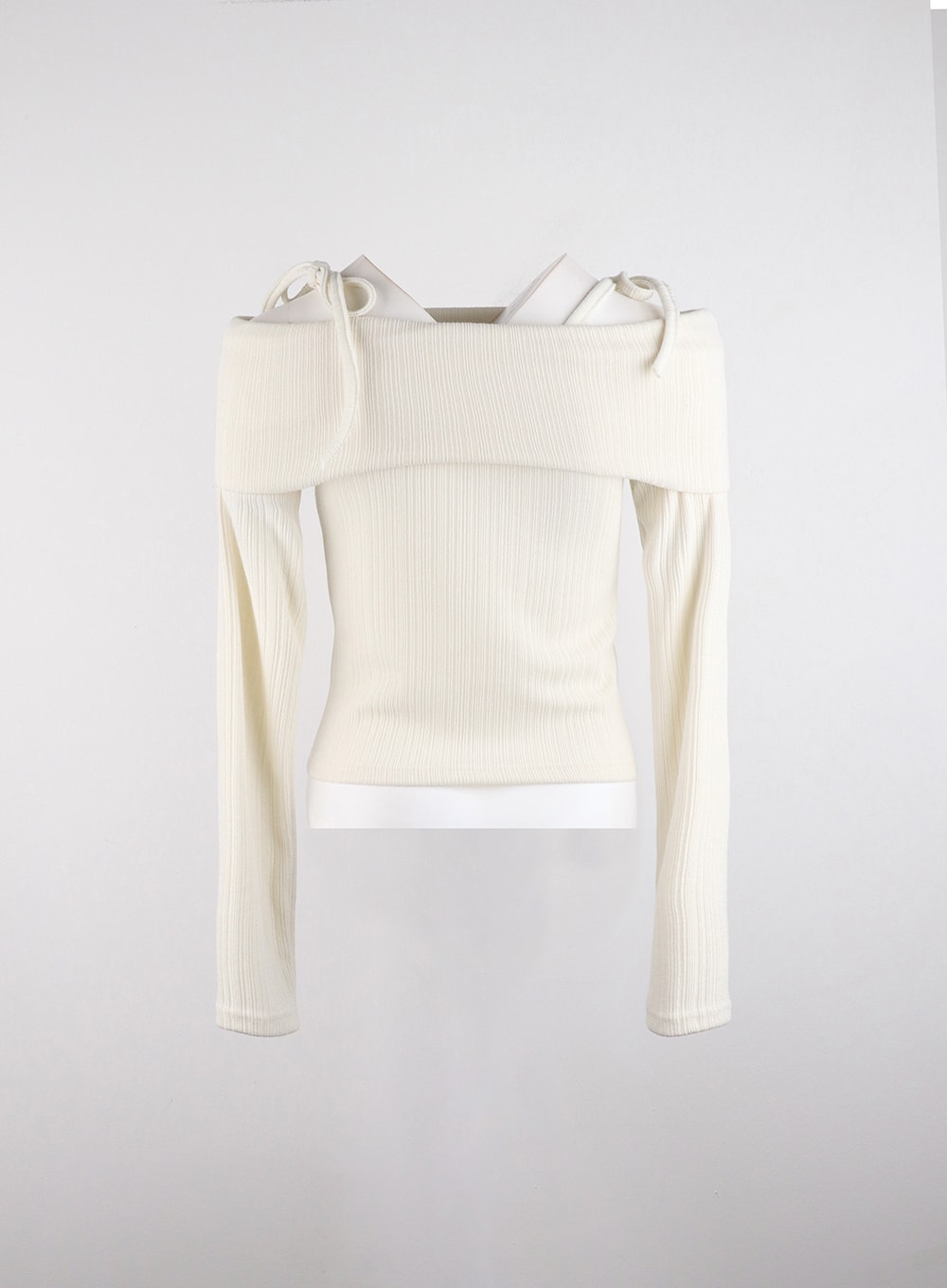 Ribbed Off-Shoulder Long Sleeve Top ID315